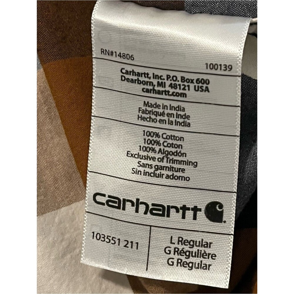CARHARTT Men's Plaid Cotton Essential Button Down Short Sleeve Shirt - Size L - Picture 7 of 7